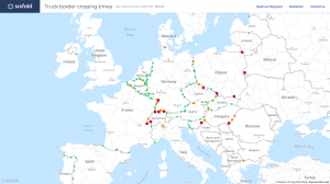 В Інтернеті з'явилася безкоштовна карта, що відображає час очікування вантажівок на кордонах країн ЄС