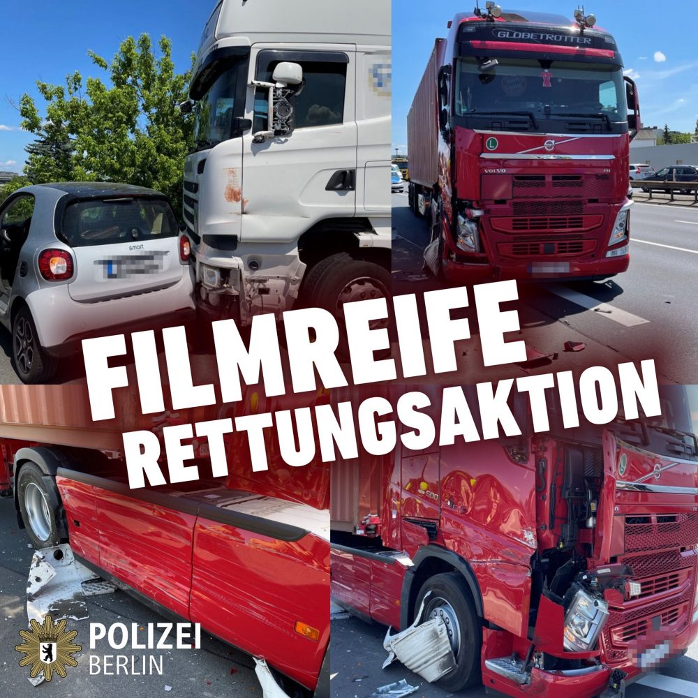 В Берлине водитель грузовика предотвратил серьезную аварию на A100 и спас коллегу